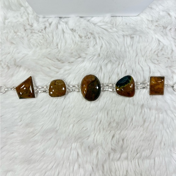 Bloodstone Citrine 925 Large Gemstone Necklace & Bracelet - Picture 6 of 8